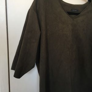 Stylish Olive Green Suede-like V-neck